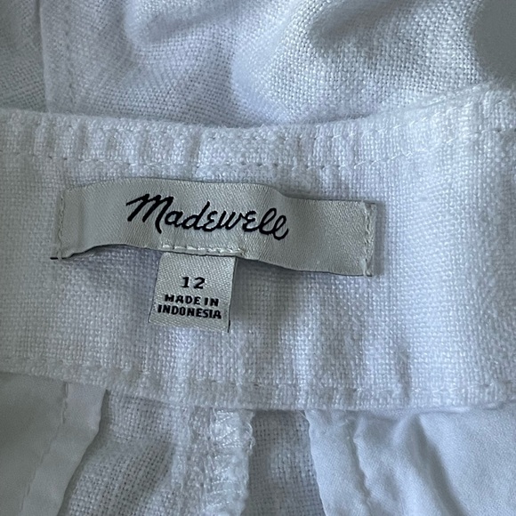 Madewell White Linen Classic Button Tab Shorts Size 12 - Picture 8 of 8